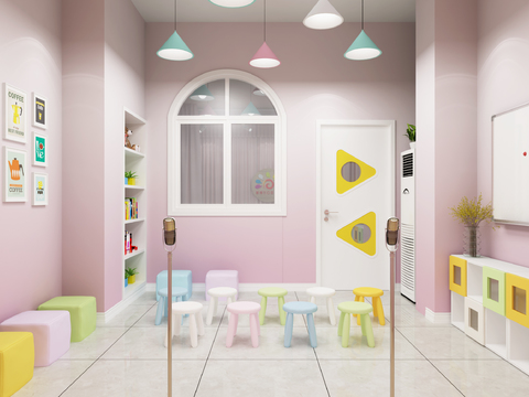  现代幼儿口才培训教室3d模型 