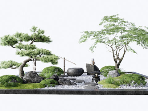  枯山水小品 庭院小品3d模型 