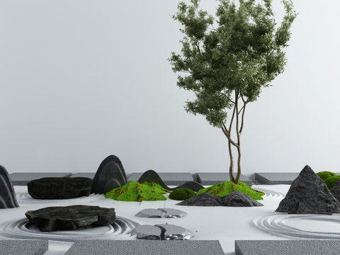 新中式枯山水园艺小品3d模型 