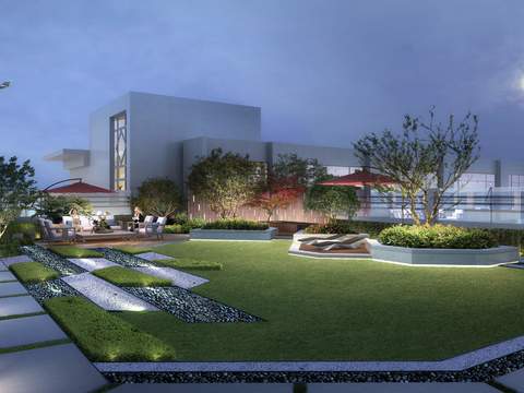  现代庭院阳台景观psd 