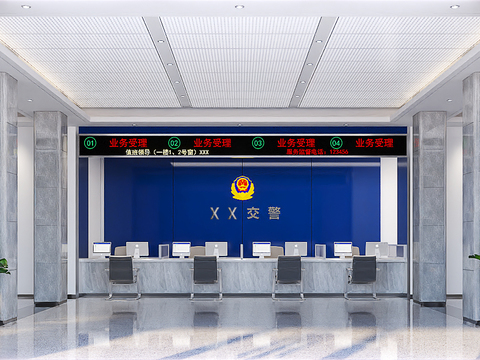  交管局大厅3d模型 