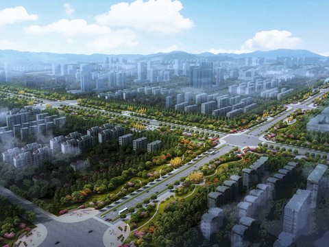  道路景观鸟瞰psd 