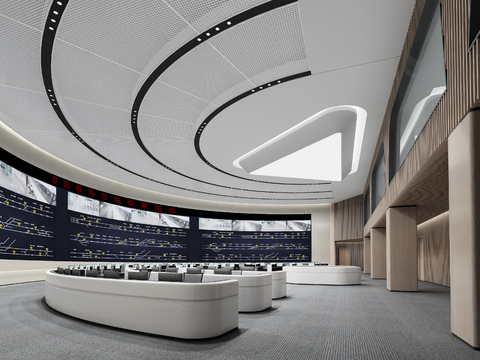  现代控制中心监控中心3d模型 