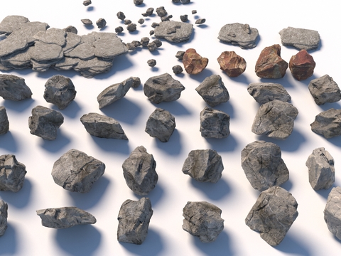  景观石 石块 石头 假山3d模型 