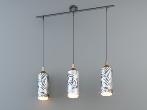 现代金属多头吊灯3d模型