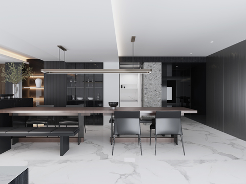  唐忠汉设计 现代餐厅3d模型 