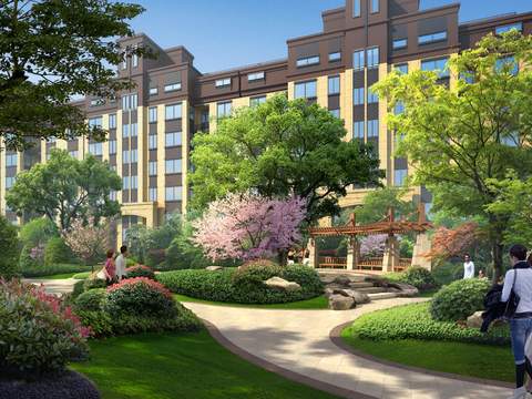  现代小区公园园林景观psd 