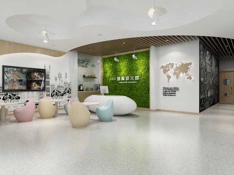  现代幼儿园培训中心教室3d模型 