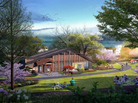  现代驿站外观psd 