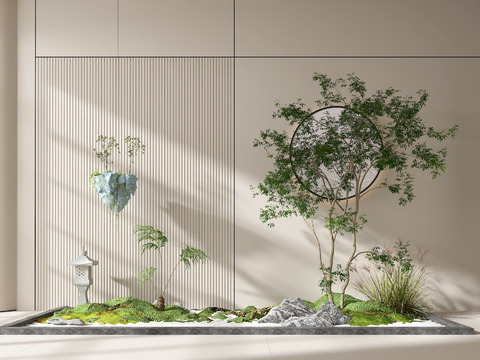  景观小品 植物造景 悬挂石头3d模型 