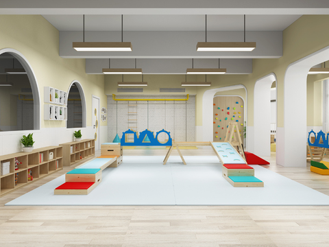  现代幼儿园感统训练教室3d模型 