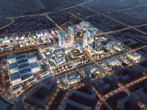  现代城市规划夜景psd 