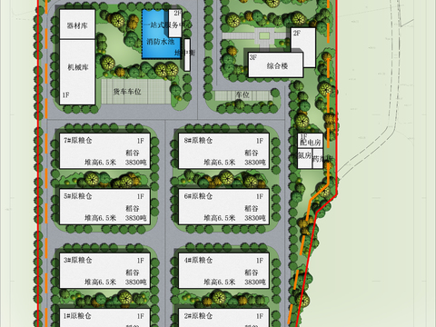  现代建筑园林平面景观图psd 