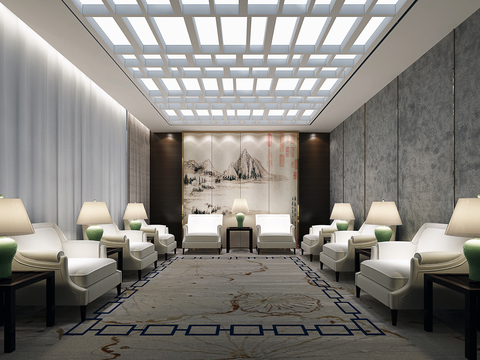  新中式会所贵宾接待室3D模型 