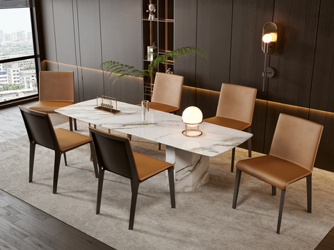 大理石餐桌椅3d模型