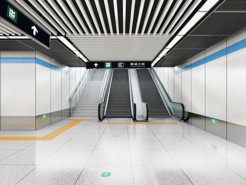  现代地铁站地下通道3d模型 