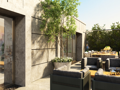  现代阳台露台3d模型 