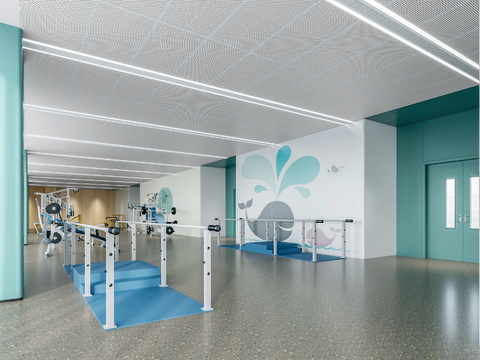  现代医院康复训练中心3d模型 