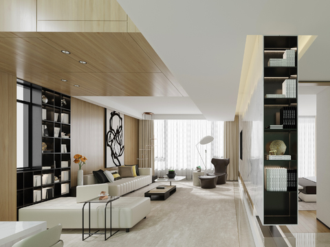  集艾设计 -北京佑安府上叠客厅3D模型 