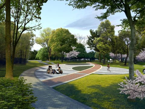  现代亲子公园园林psd 