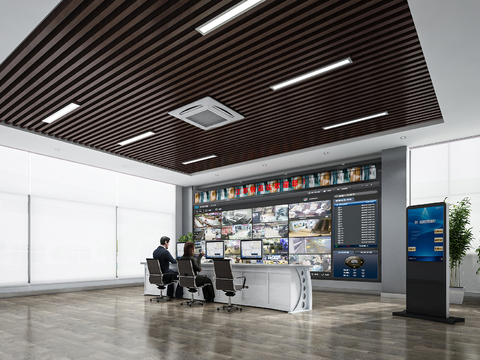  监控室 调度室3d模型 