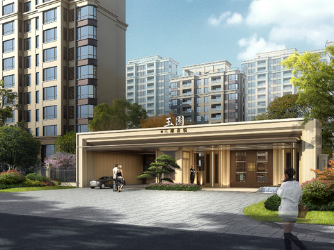  现代大门门头psd 