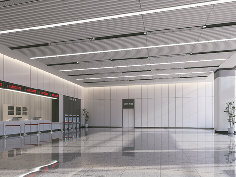  车站售票厅3d模型 