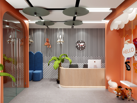  现代培训中心接待区3d模型 