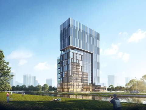  现代建筑外观园林景观psd 