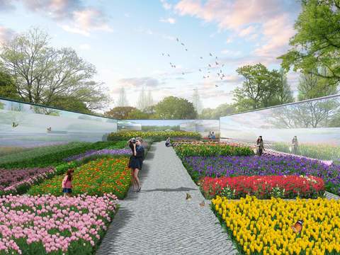  现代花海公园景观PSD 