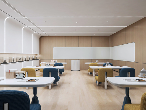  现代简约儿童阅览室3d模型 