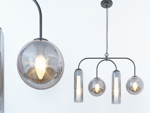 现代时尚多头吊灯3d模型