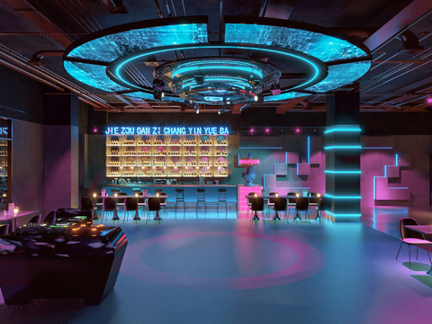  现代酒吧3d模型 