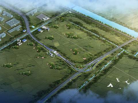  美丽乡村 农田鸟瞰psd 