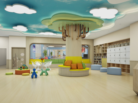  现代幼儿园早教中心3d模型 