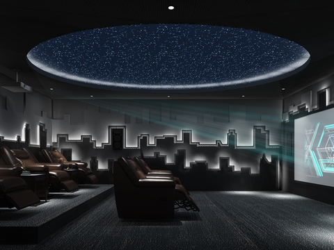  现代家庭视听室3d模型 