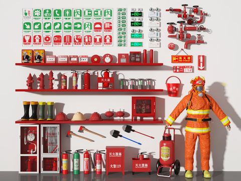  消防栓 灭火器 消防设施3d模型 