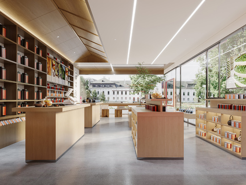  新中式茶叶专卖店3d模型 