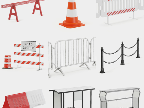  现代路障隔离护栏3d模型 