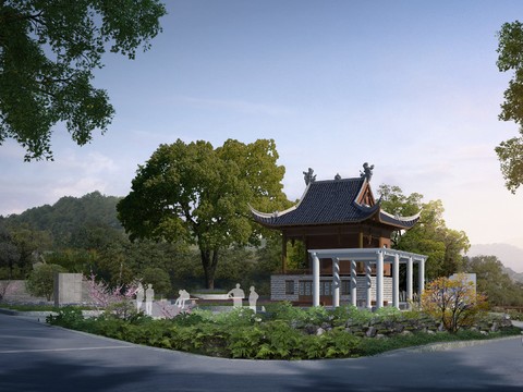  中式建筑构件外观psd 