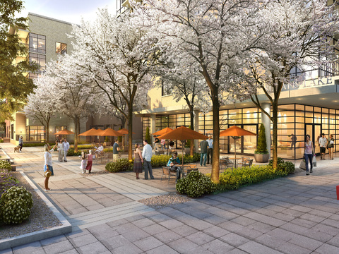  现代别墅商业区景观3d模型 