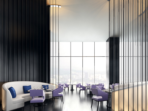  现代休闲餐厅3d模型 