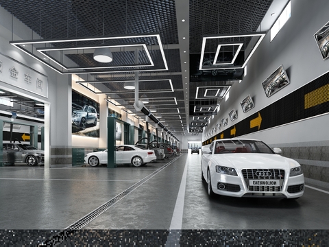  地下车库 停车场3d模型 