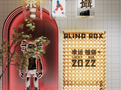  网红橱窗 灯箱 网红拍照墙3d模型 