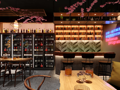  新中式小酒馆酒吧3d模型 