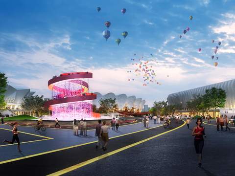  现代商业街景观psd 