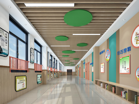  幼儿园走廊3d模型 