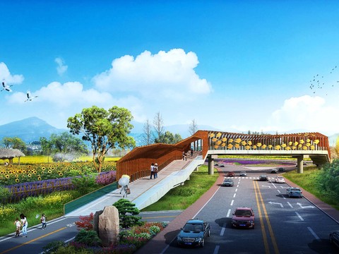  美丽乡村鸟瞰psd 