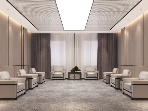  新中式酒店会客室3d模型 