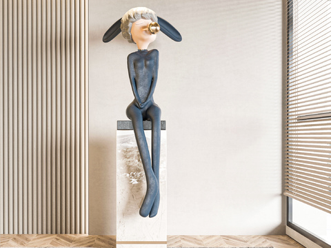  现代抽象人物雕塑摆件3d模型 